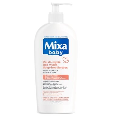 MIXA kūno ir plaukų valomasis gelis be muilo skirtas vaikams 400ml