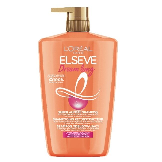 Elseve Dream Long atkuriantis šampūnas ilgiems ir pažeistiems plaukams 1000ml Elseve Dream Long atkuriantis šampūnas ilgiems ir pažeistiems plaukams 1000ml