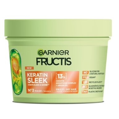 GARNIER Fructis Keratin Sleek plaukų kaukė 370ml
