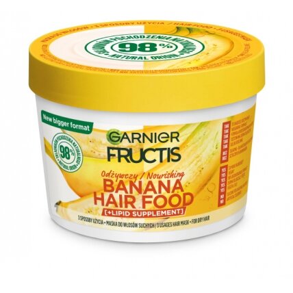 GARNIER Fructis Banana Hair Food plaukų kaukė 400ml GARNIER Fructis Banana Hair Food plaukų kaukė 400ml