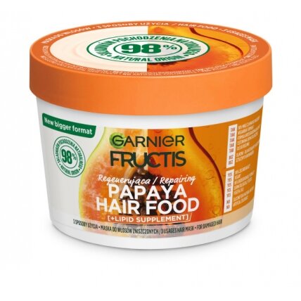 GARNIER Fructis Papaya Hair Food plaukų kaukė 400ml GARNIER Fructis Papaya Hair Food plaukų kaukė 400ml