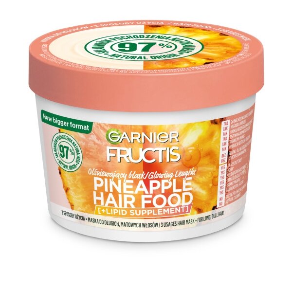 GARNIER Fructis Pineapple Hair Food plaukų kaukė 400ml GARNIER Fructis Pineapple Hair Food plaukų kaukė 400ml