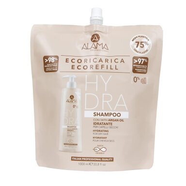 ALAMA Hydra Shampoo Refill šampūnas sausiems plaukams su argano aliejumi 1000ml