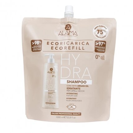 ALAMA Hydra Shampoo Refill šampūnas sausiems plaukams su argano aliejumi 1000ml ALAMA Hydra Shampoo Refill šampūnas sausiems plaukams su argano aliejumi 1000ml
