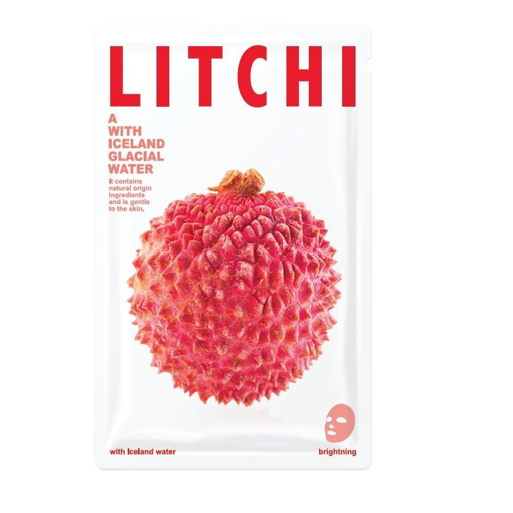 BLUE DOT Mask A With Iceland Glacial Water lakštinė veido kaukė Litchi 20g BLUE DOT Mask A With Iceland Glacial Water lakštinė veido kaukė Litchi 20g