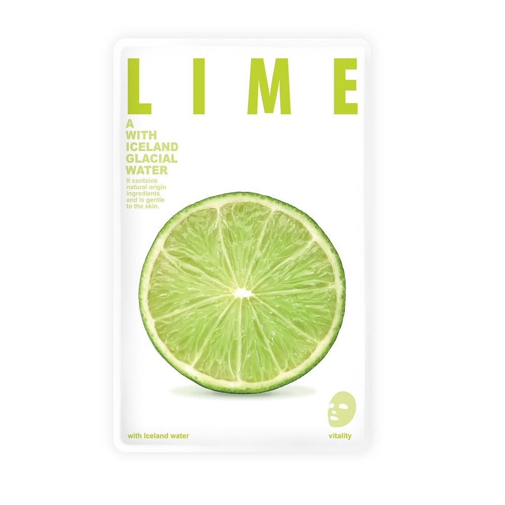 BLUE DOT Mask A With Iceland Glacial Water lakštinė veido kaukė Lime 20g