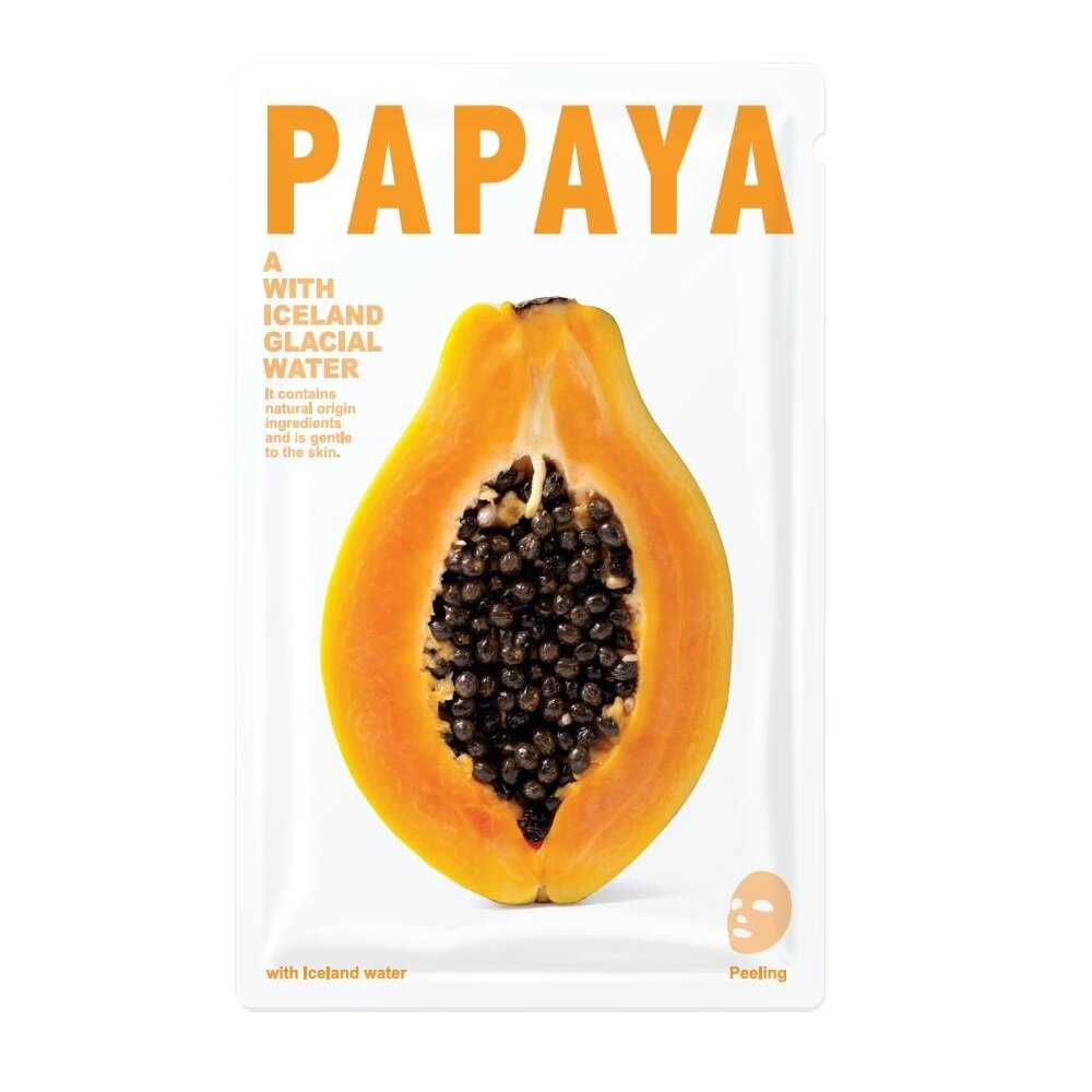 BLUE DOT Mask A With Iceland Glacial Water lakštinė veido kaukė Papaya 20g