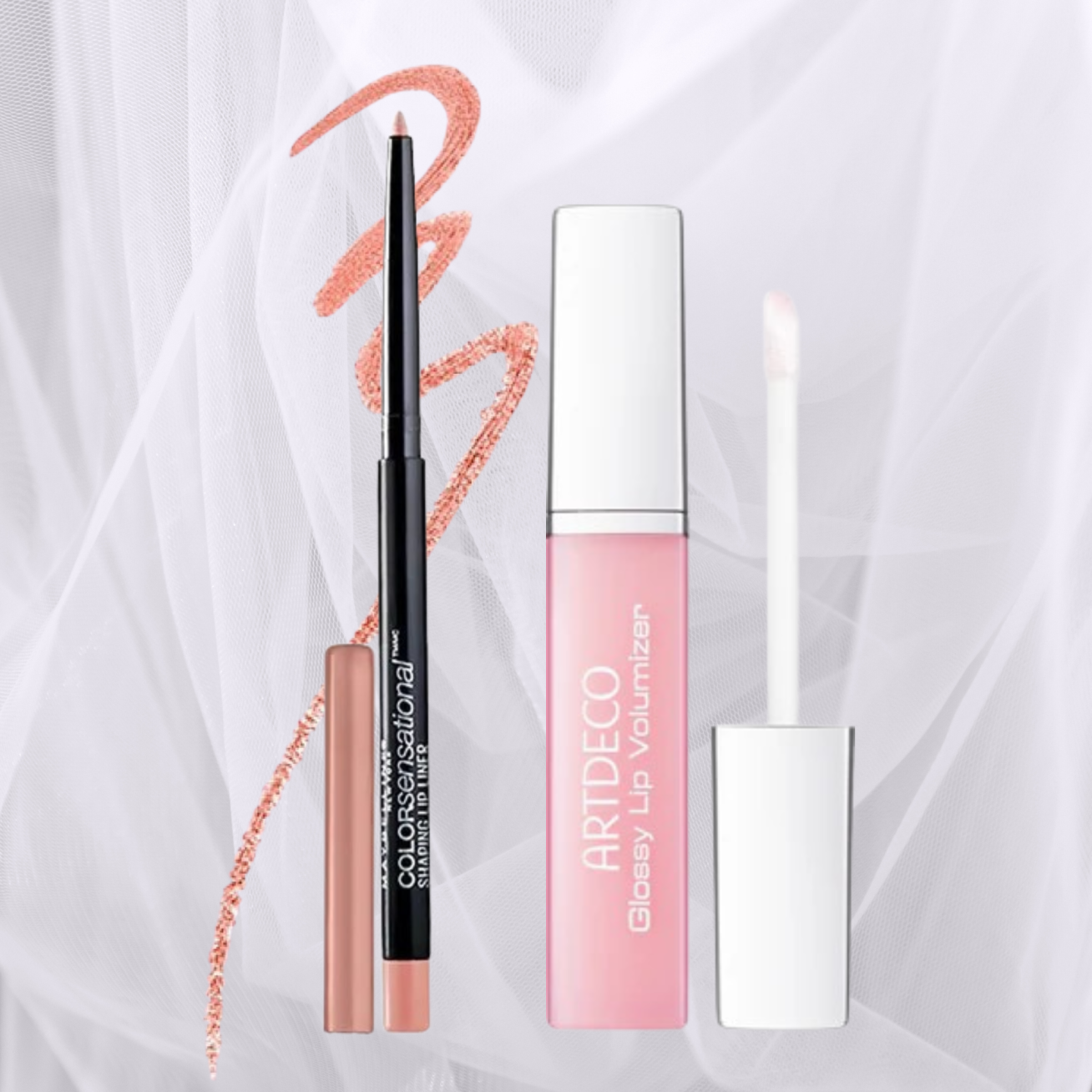 MAYBELLINE Color Sensational Shaping Lip Liner lūpų pieštukas 10 Nude Whisper 0.28g + „Glossy Lip Volumizer“ lūpų blizgis optiškai padidina lūpas, 6 ml MAYBELLINE Color Sensational Shaping Lip Liner lūpų pieštukas 10 Nude Whisper 0.28g + „Glossy Lip Volumizer“ lūpų blizgis optiškai padidina lūpas, 6 ml