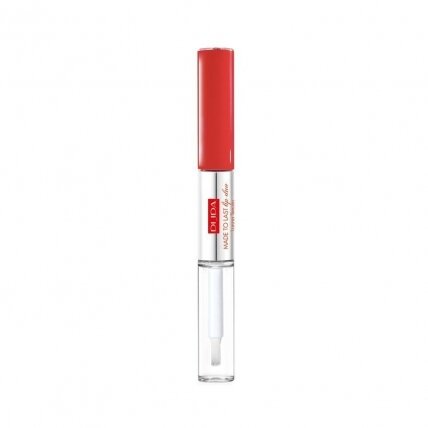 PUPA MILANO Made To Last Lip Duo vandeniui atsparūs skysti lūpų dažai ir lūpų blizgis 001 2x4ml PUPA MILANO Made To Last Lip Duo vandeniui atsparūs skysti lūpų dažai ir lūpų blizgis 001 2x4ml