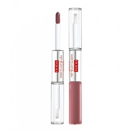 PUPA MILANO Made To Last Lip Duo vandeniui atsparūs skysti lūpų dažai ir lūpų blizgis 010 2x4ml PUPA MILANO Made To Last Lip Duo vandeniui atsparūs skysti lūpų dažai ir lūpų blizgis 010 2x4ml