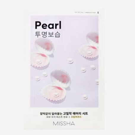 „Missha Airy Fit Sheet Mask“ skaistinamoji veido kaukė su perlų ekstraktu 19 ml „Missha Airy Fit Sheet Mask“ skaistinamoji veido kaukė su perlų ekstraktu 19 ml