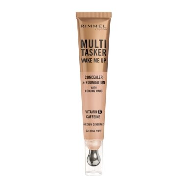 RIMMEL „Multi-Tasker Wake Me Up“ maskuoklis su masažuojančiu aplikatoriumi 025 Rose Ivory 20ml