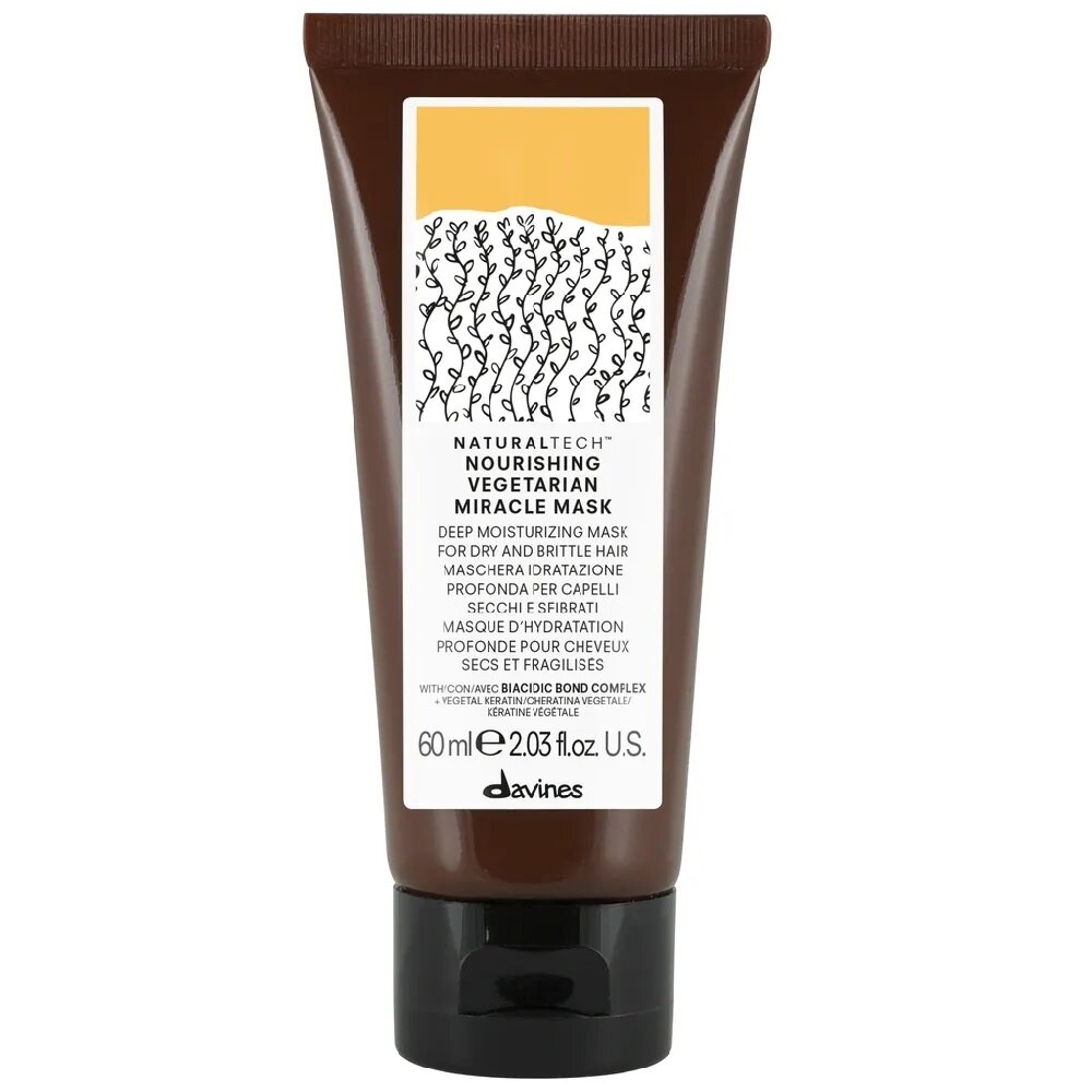 „Naturaltech Nourishing Vegetar Miracle Mask“ maitinamoji kaukė sausiems ir nusilpusiems plaukams, 60 ml