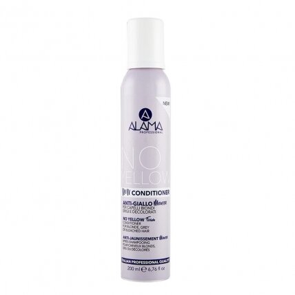 ALAMA No Yellow Conditioner kondicionierius-putėsiai prieš geltonumą šviesiems ir balintiems plaukams 200ml ALAMA No Yellow Conditioner kondicionierius-putėsiai prieš geltonumą šviesiems ir balintiems plaukams 200ml