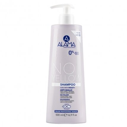 ALAMA No Yellow Shampoo šampūnas šviesiems plaukams prieš geltonumą 500ml ALAMA No Yellow Shampoo šampūnas šviesiems plaukams prieš geltonumą 500ml