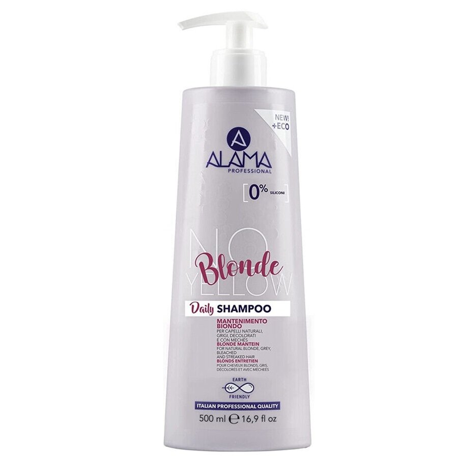 ALAMA No Yellow Blonde Daily Shampoo šampūnas neutralizuojantis dažytų plaukų geltonumą 500ml ALAMA No Yellow Blonde Daily Shampoo šampūnas neutralizuojantis dažytų plaukų geltonumą 500ml