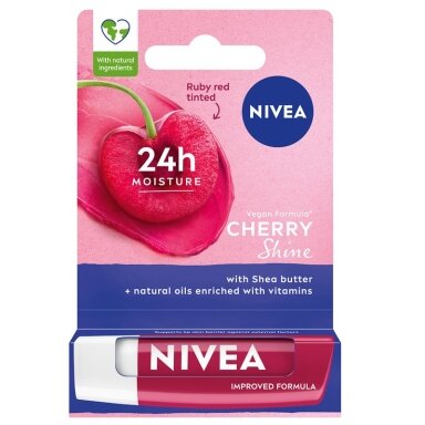 NIVEA puoselėjamasis lūpų balzamas Cherry Shine 4.8g