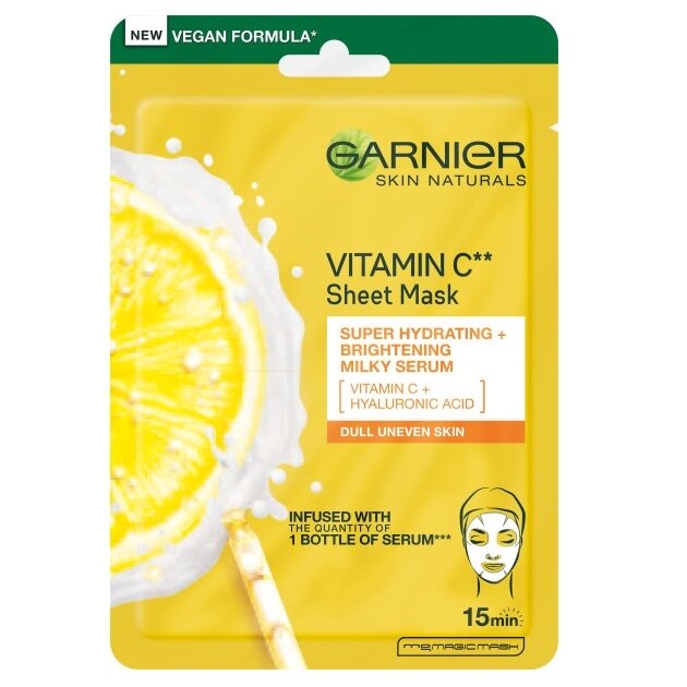 „Skin Naturals“ vitamino C lakštinė drėkinamoji lakštinė kaukė su vitaminais C 28g