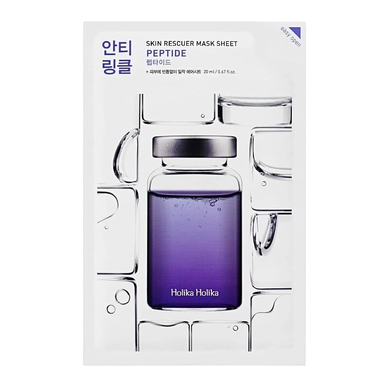 „Skin Rescuer Mask Sheet Peptide“ veido kaukė nuo raukšlių su peptidais.
