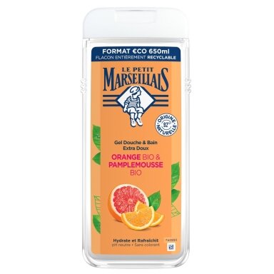 Le Petit Marseillais dušo ir vonios želė Organic Grepefruit and Organic Orange 650ml
