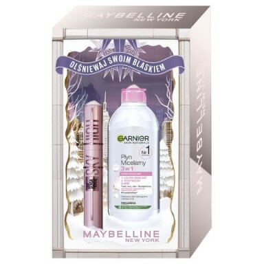 Blakstienų tušas „Lash Sensational Sky High Lengthening“ – juodas, 7,2 ml + „Garnier“ micelinis vanduo 3in1 400ml